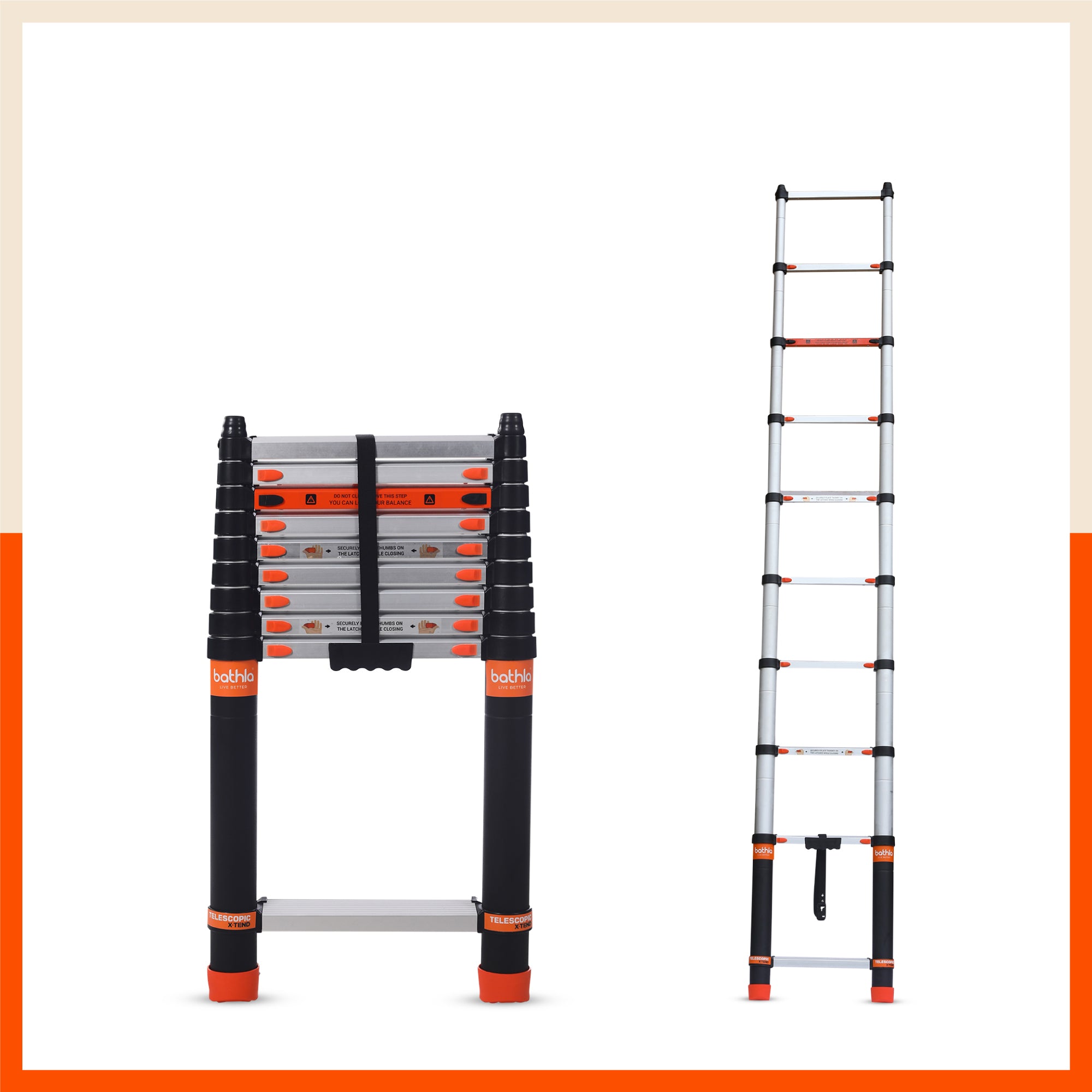 Bathla X TEND 9.5 ft Aluminium Telescopic Ladder Made in India